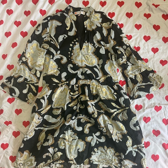 Jude Connally Black and Gold Patterned Dress - Picture 1 of 5